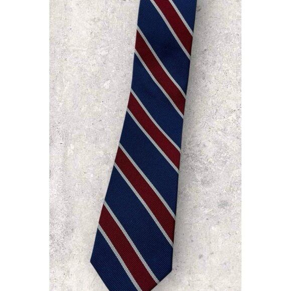 HUGO BOSS RED TAG Silk Tie ITALY Blue Red Striped W:2.5" EUC - Picture 5 of 5
